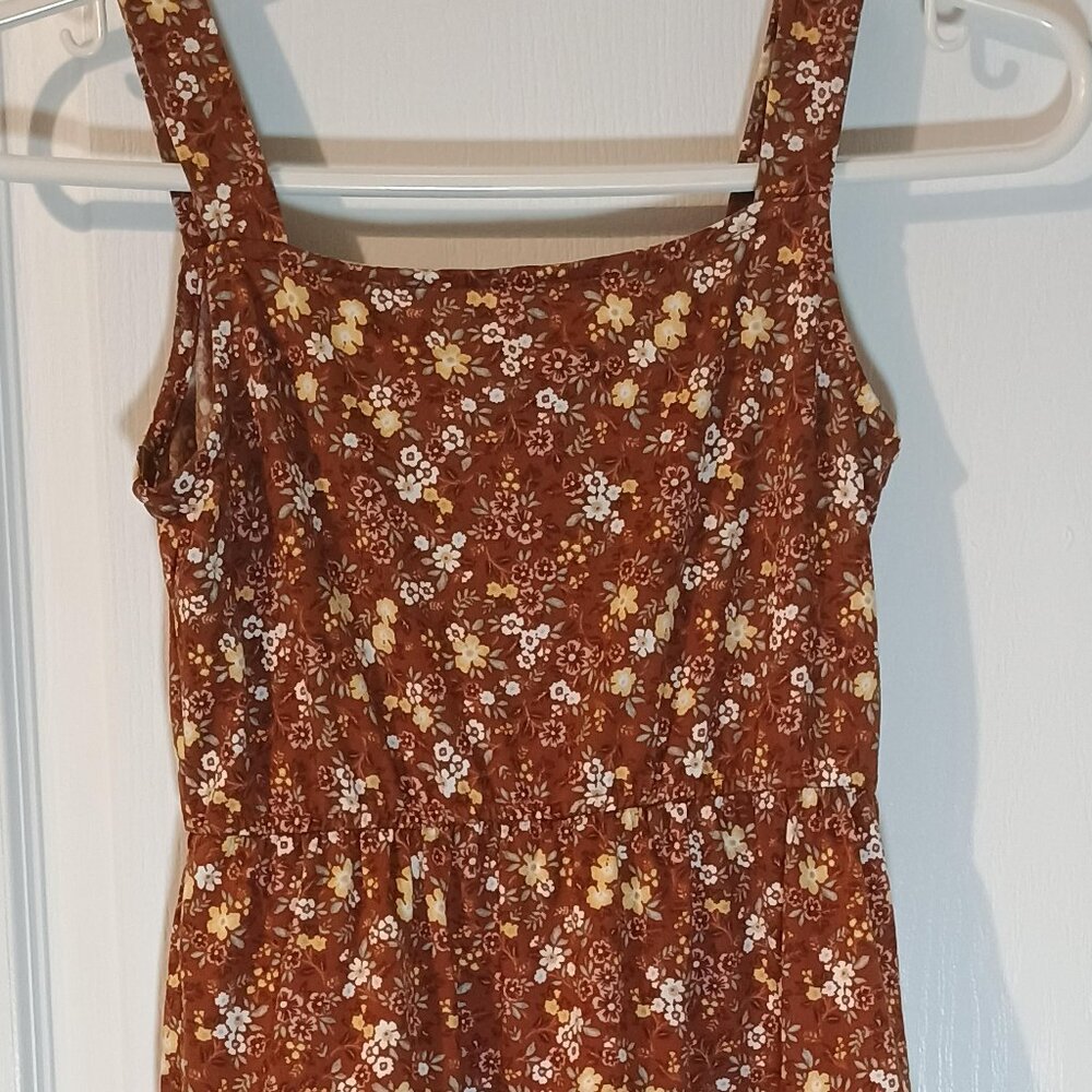 Trixxi Girl/Fit Flare Dress/Girls 10/Brown Floral Tiered